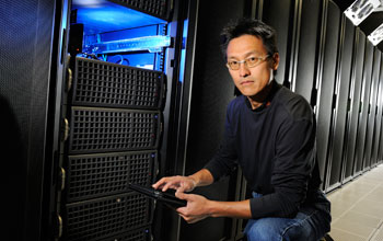 Wu Feng, associate professor of computer science at Virginia Tech, holds the Turner Fellowship. He will participate in a Big Data research project with Srinvas Aluru of Iowa State University and Oyekunie Olukotun at Stanford University which holds promising advances for genomics and metagenomics. Among his accolades, Feng was named to the Top People to Watch list produced by High Performance Computing Wire. Feng also received the first worldwide award for research hoped to compute a cure for cancer from the Silicon Valley-based technology firm NVIDIA Corporation in 2011.  Credit: Photo courtesy of Virginia Tech.